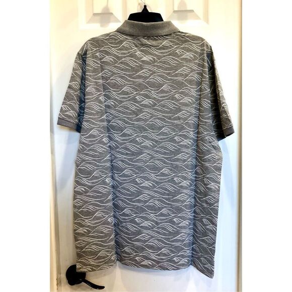 BEN SHERMAN - NWT - M Sz M - Wave Print Polo Shirt in Tonal Wave/Grey Heather - Picture 4 of 16